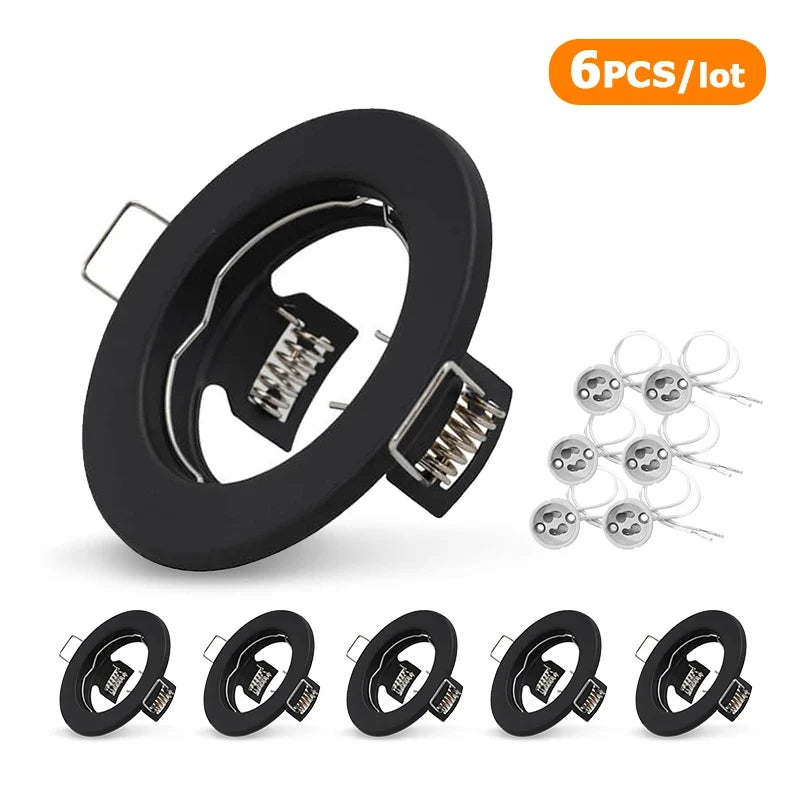 6pcs Down Light Frame Recessed LED Ceiling Fixtures Downlight GU10 MR16 Ceiling Spot Lights Fitting Fixture