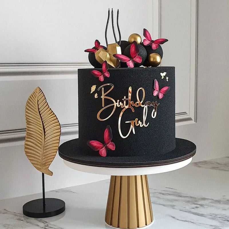 New Acrylic Kids Happy Birthday Cake Toppers Gold Boy or Girl Birthday Party Cake Topper for Baby Shower Gift Dessert Decoration