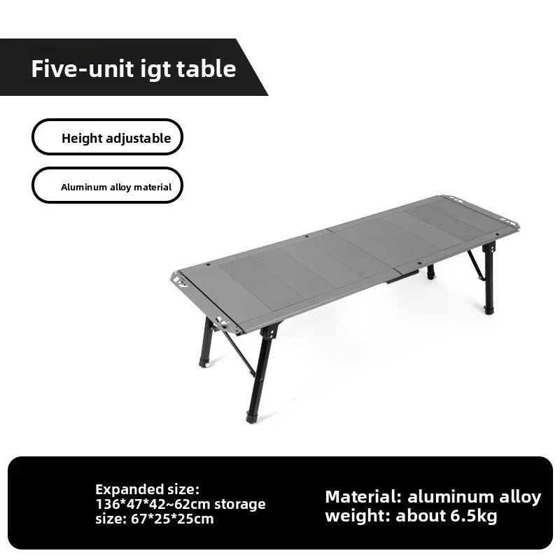 Portable Foldable Aluminum Camping Table Expandable IGT Modular Unit Outdoor Picnic Grill Kitchen Lightweight Folding Table