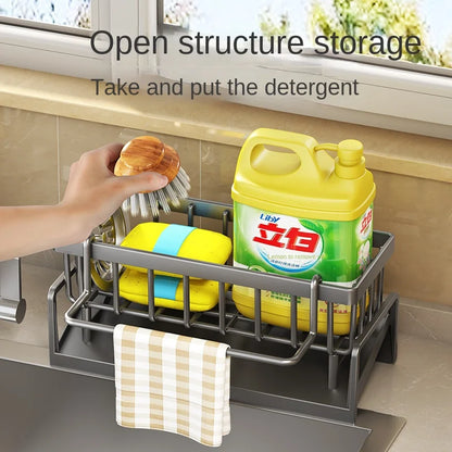 Kitchen Shelf Rag Storage Drainage Shelf No-Punch Storage Rack Home Spice Rack Sink Tap Sink Drainage Rack Kitchen Accessories