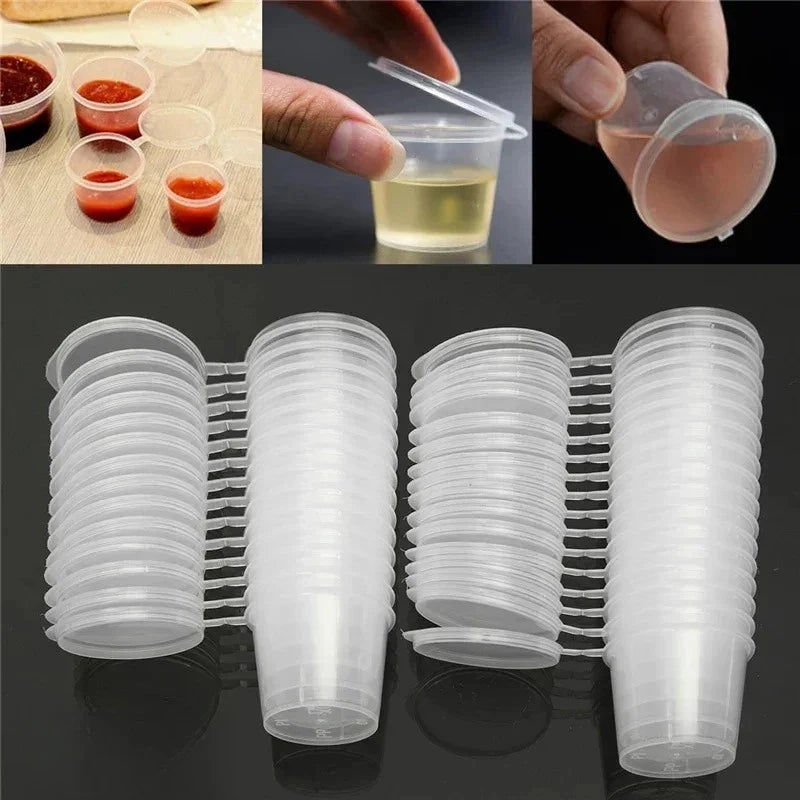 50Pcs Plastic Sauce Jars with Lids Leak-Proof Disposable Food Sauce Cups Packaging Containers for Salad Dressings And Seasonings