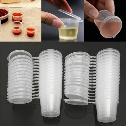 50Pcs Plastic Sauce Jars with Lids Leak-Proof Disposable Food Sauce Cups Packaging Containers for Salad Dressings And Seasonings