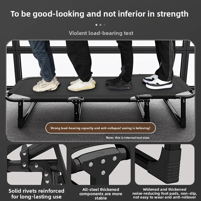 Folding bed office single metal household siesta folding recliner multi-functional camp bed adult siesta artifact