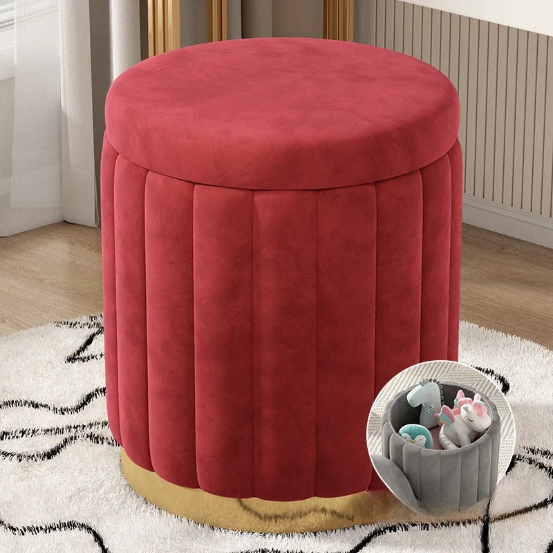 Makeup stool light luxury round stool chair bedroom Internet celebrity storage bench sofa stool dresser stool makeup chair small