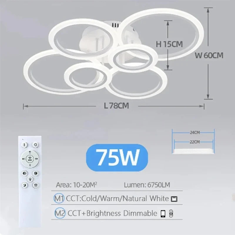 Modern LED chandelier with remote control home lighting ring ceiling light living room bedroom lighting kitchen  Lamps for room