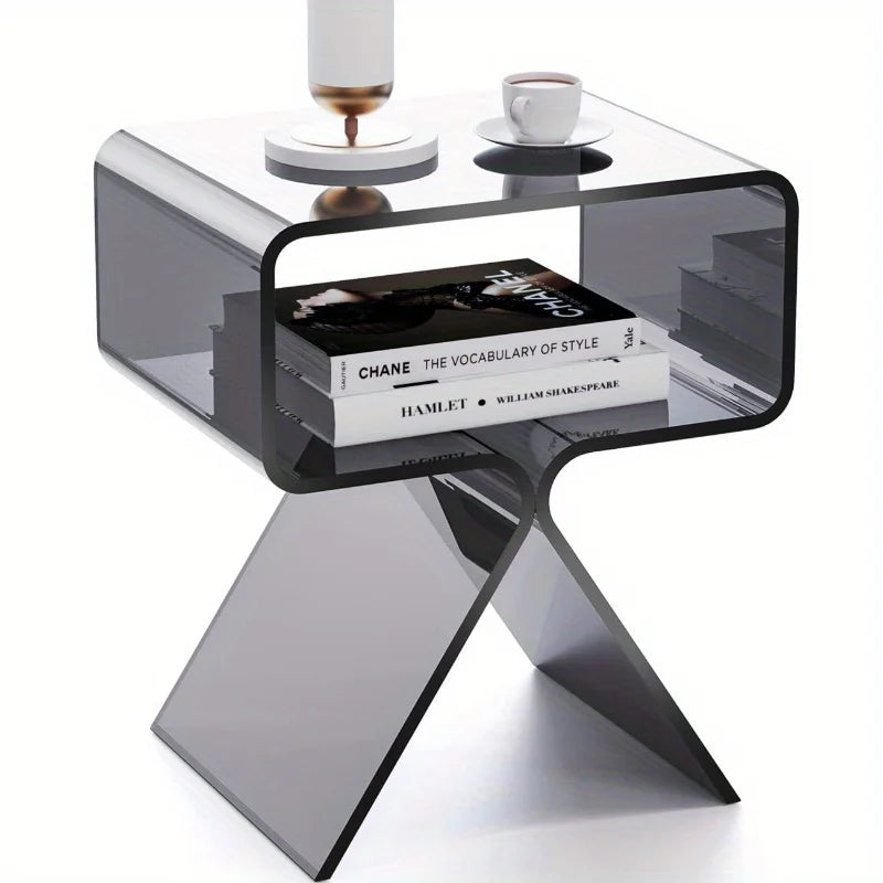 Modern Transparent Acrylic Bedside Table - Creative Side Table, Small Narrow End Table