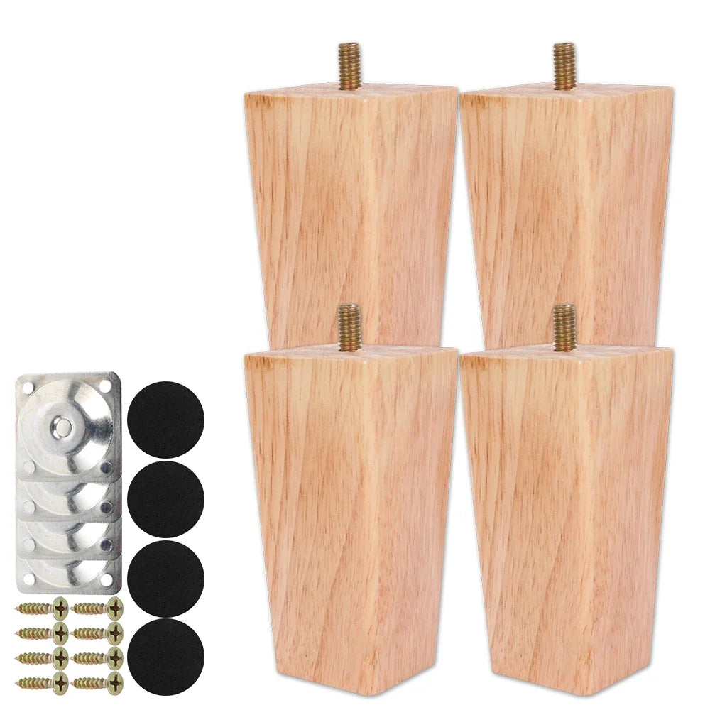4Pcs Square Furniture Legs 6/10/15cm Solid Wood Furniture Feets Bed Sofa Table Legs Chair Replacement Feet For Couch Cabinet