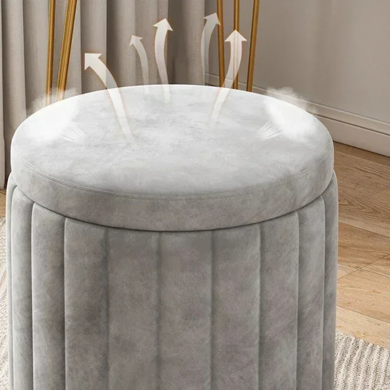 Makeup stool light luxury round stool chair bedroom Internet celebrity storage bench sofa stool dresser stool makeup chair small
