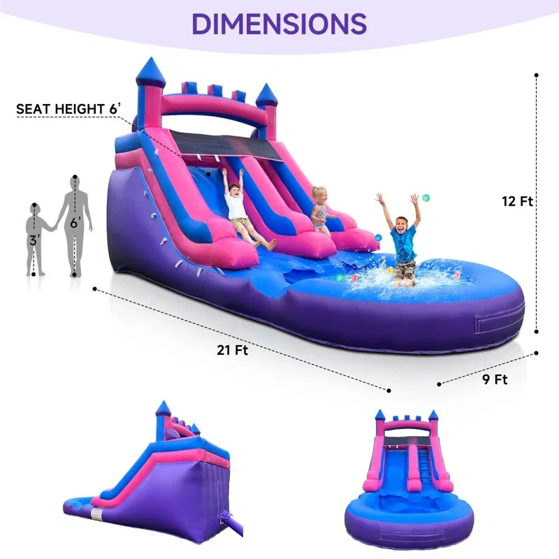 Commercial Grade Inflatable Water Slide with Splash Pool Bouncy Castle for Adults and Kids Includes Blower
