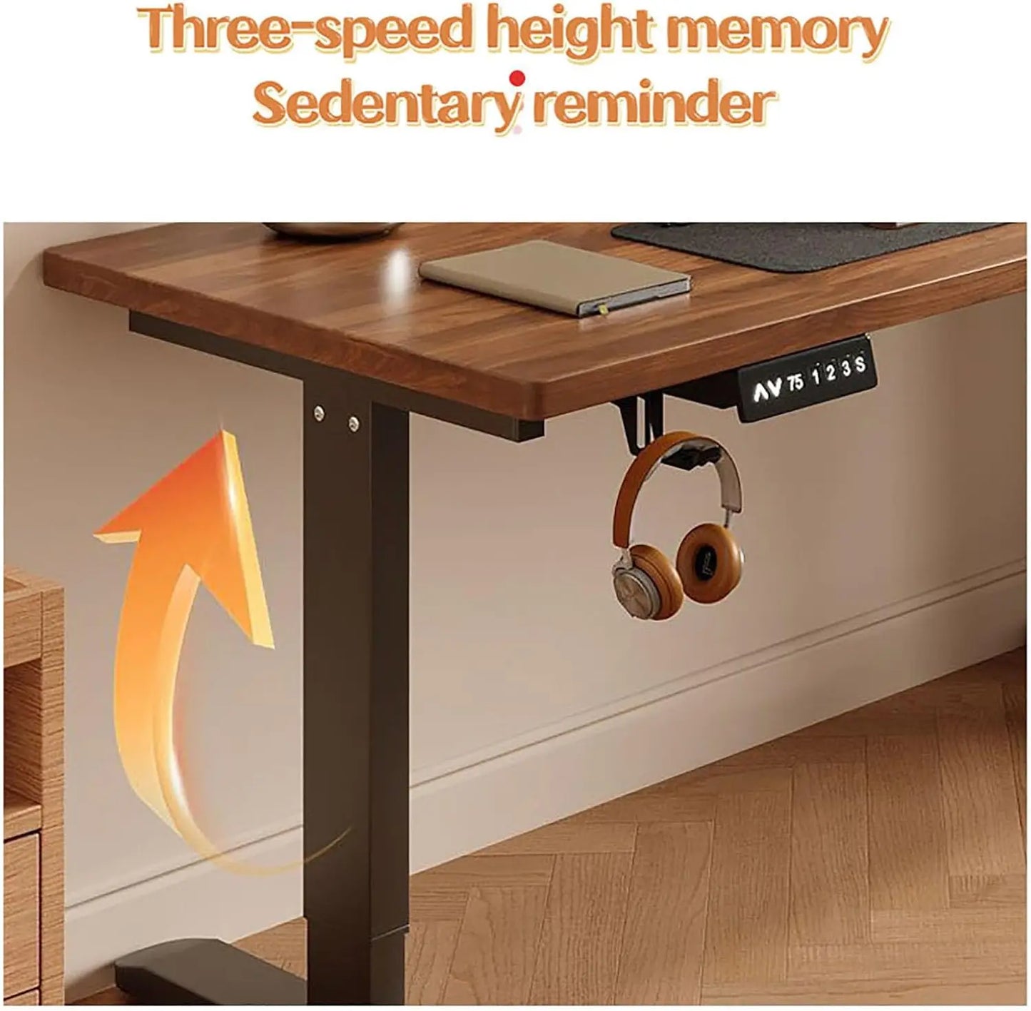 Solid wood Intelligent Electric Lifting Computer Desk,Modern Writing Gaming Desk Adjustable Height Work Study Desk Sturdy Frame