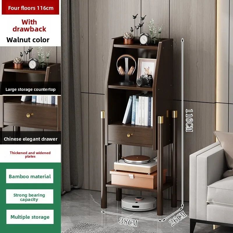 Bookshelf Shelf Floor-to-ceiling bookcase Simple living room wall locker Corner cabinet TV side cabinet Display cabinet Bamboo