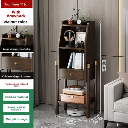 Bookshelf Shelf Floor-to-ceiling bookcase Simple living room wall locker Corner cabinet TV side cabinet Display cabinet Bamboo