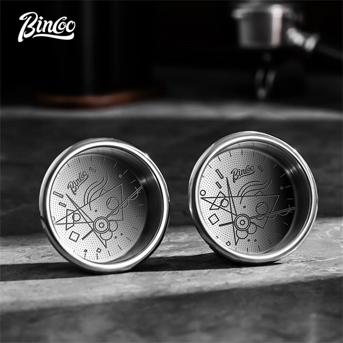 BINCOO High Precision Filter Basket 51/58.5mm, Portafilter Basket 16/18/20g Espresso Machine Extraction Powder Bowl CoffeeHandle