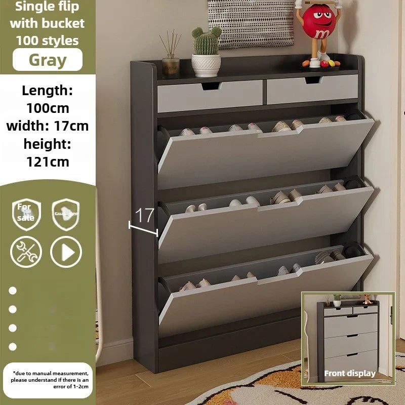 Tipping bucket shoe cabinet, outer entry shoe rack, balcony, entrance cabinet, living room large-capacity storage cabinet