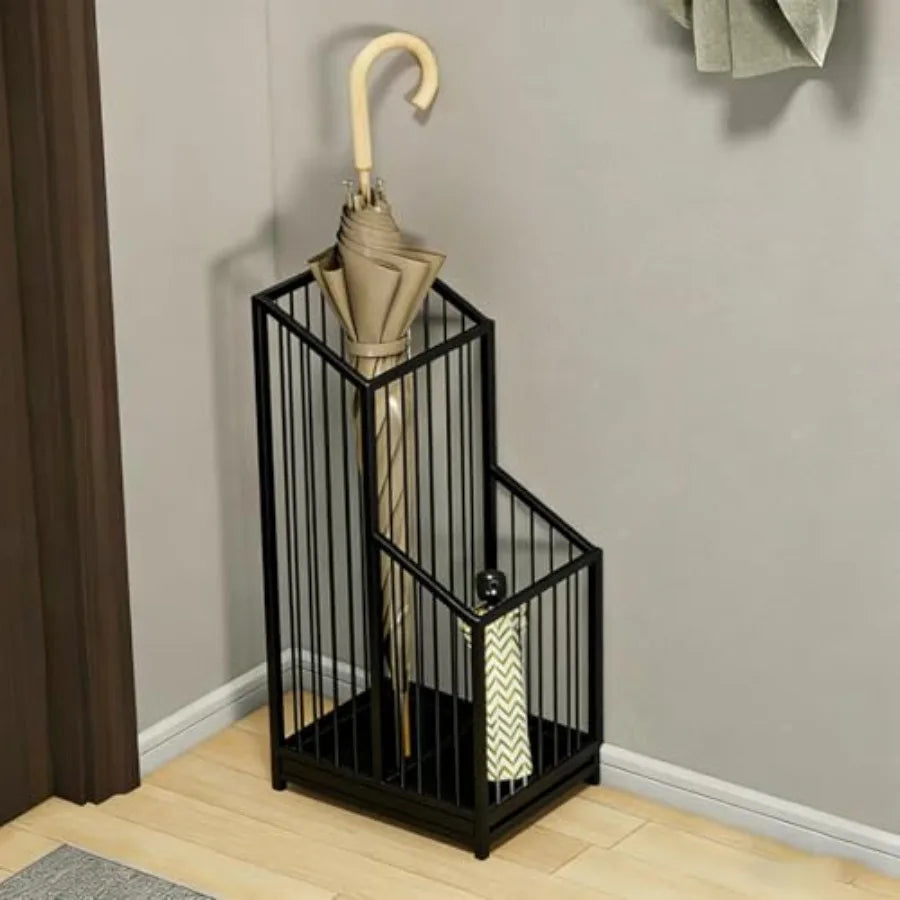Umbrella Stand with Drip Tray Black Indoor Umbrella Holder for Entryway Hotel and Office Entrance Minimalist Modern Home Decor