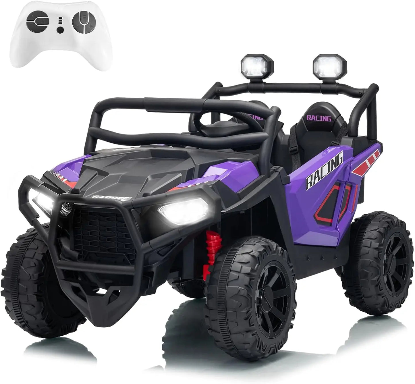 24V 2 Seater Ride On Car Electric UTV Car with Remote Control,4-Wheeler Suspension,Soft Start,3 Speeds,Led Lights,Bluetooth,3-8Y