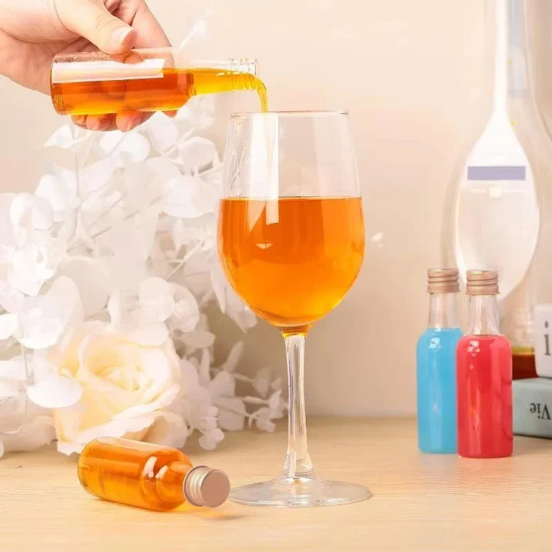 10/30/50/100Pcs Plastic Liquor Bottle Set Mini 1.7 Oz Clear Juice Bottle Cereal Silver/Gold Caps Bottle Party Decorative Bottles
