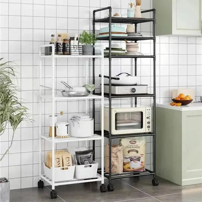 Multi-function Landing Trolley Microwave Oven Rack Installation Storage Rack Bathroom Kitchen Organizer Small Space-Saving Rack