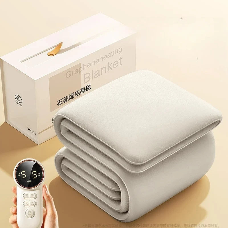 Graphene Electric Heated Blanket Dual Control Single Double Washable Home Dorm Energy Saving Fast Heating Auto Shutoff Cobertor