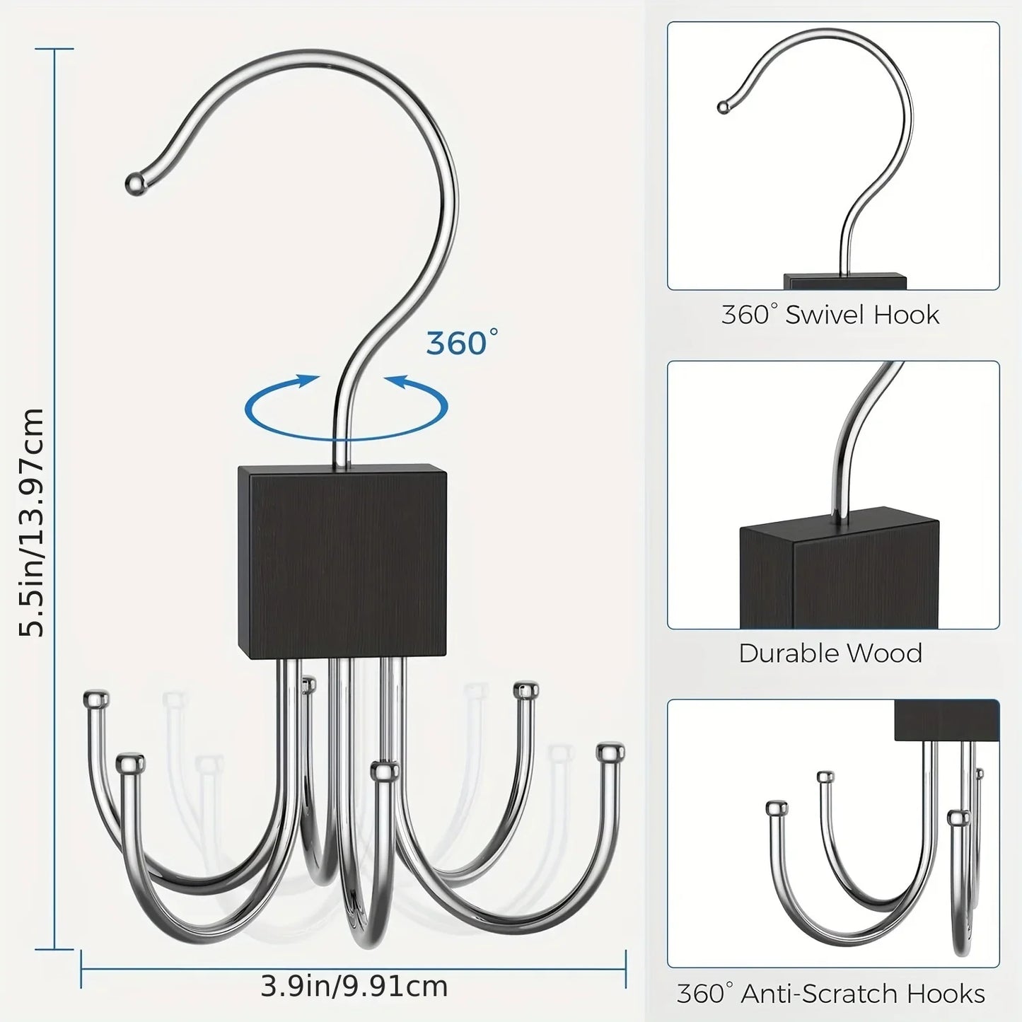 1/2 Piece Multifunctional Hook, Multi Claw Bag Storage Hook, Tie Metal Storage Suitable for Scarves, Belts, Home Storage