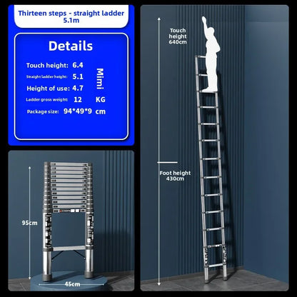 Stainless steel telescopic ladder Multifunctional  herringbone ladder Portable folding ladder Bamboo ladder Lifting ladder