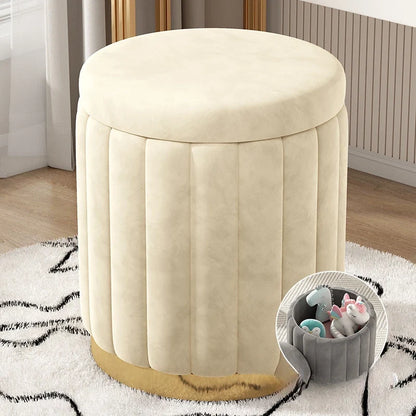 Makeup stool light luxury round stool chair bedroom Internet celebrity storage bench sofa stool dresser stool makeup chair small