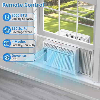 8000 BTU Smart Window Air Conditioner WiFi App Control Quiet Room AC Unit Cools 350 Sq.Ft With 24H Timer For Bedroom