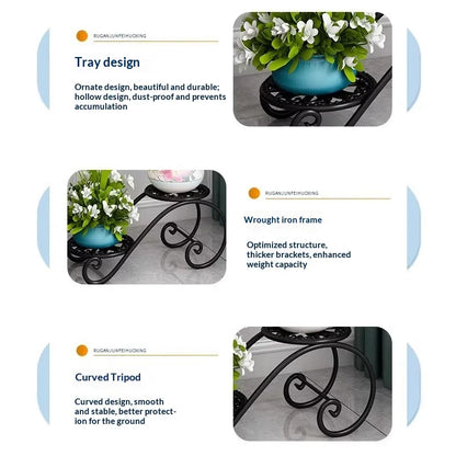 Two Tier Iron Plant Stand Floor Balcony Plant Rack Indoor Living Room Minimalist Flower Pot Shelf Hanging Plants Plant Rack