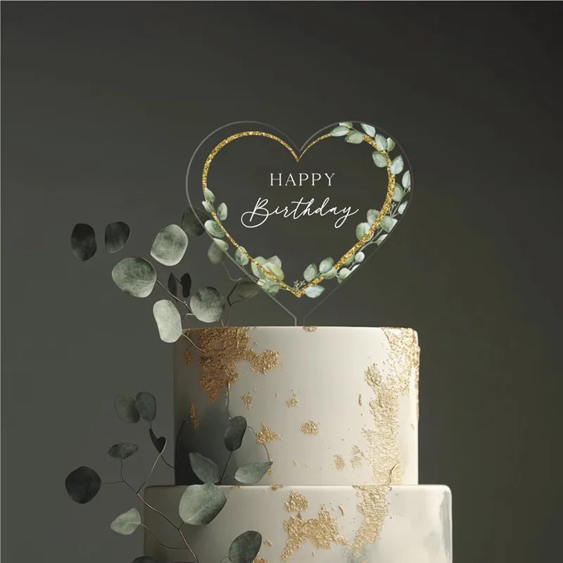 2025 New Happy Birthday Cake Toppers Decoration Unique Acrylic MR&MRS Wedding Party Cake Toppers for Baby Shower Baking Supplies