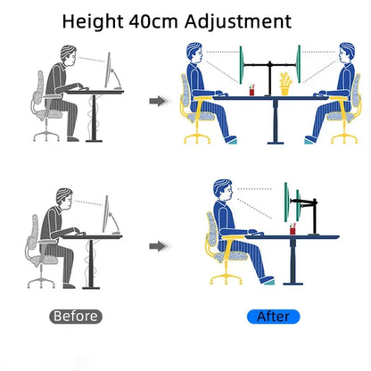 Dual Monitor Stand, Holds Screen up to 27inch, Universal Freestanding Monitor Stand Adjustable Height, Tilt, Swivel, Rotation