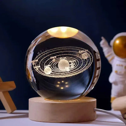 3D Crystal Lights Lamp RGB Glowing Planetary Galaxy Night Light Crystal Ball Night Lights Bedside Home Decor Christmas Gift