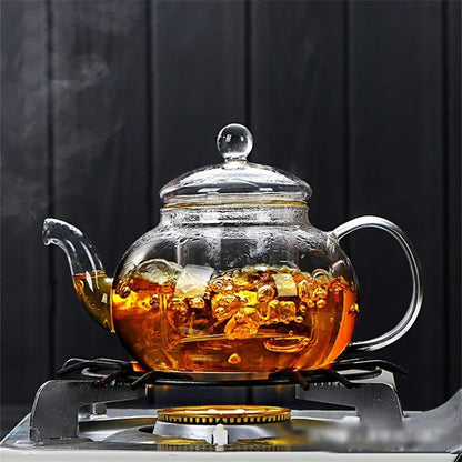 400/1000ml Glass Tea Pot Thickened Heat-Resistant Flower Tea Pot with Glass Heat-resistant Filter Brewing Glass Teaware