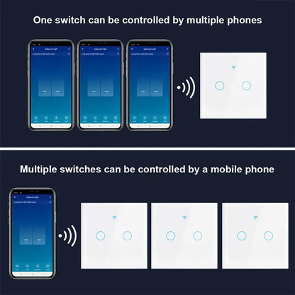 Work With Tuya WiFi Smart Switch Works With Alexa With/Without Neutral Wire Wireless RF433 Wall Touch Sensor Switch
