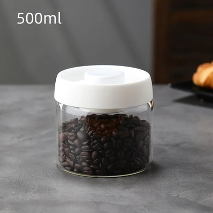 Coffee Jar Manual Vacuum Moisture Proproof Storage Jar Kitchen High Borosilicate Glass Tea Jar Coffee Bean Storage Sealed Jar