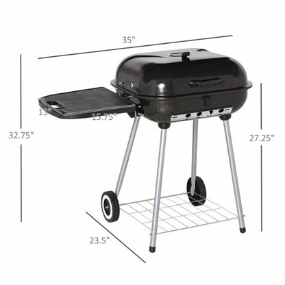 Charcoal barbecue grill for backyard picnic cookware in black with durable heat-resistant design