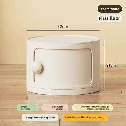 Bedside table Cream wind multi-layer cylindrical bedroom locker Ornament storage cabinet