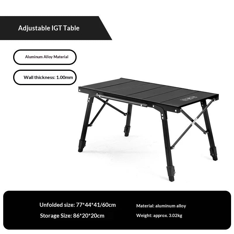 Portable Foldable Aluminum Camping Table Expandable IGT Modular Unit Outdoor Picnic Grill Kitchen Lightweight Folding Table