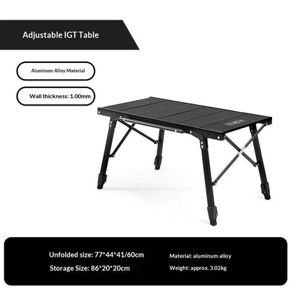 Portable Foldable Aluminum Camping Table Expandable IGT Modular Unit Outdoor Picnic Grill Kitchen Lightweight Folding Table