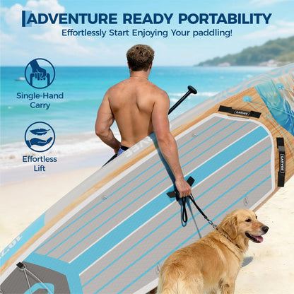 10.6 Ft Inflatable Stand Up Paddle Board 450LBS Capacity Wide SUP With Premium Accessories Camera Mount Non-Slip Deck Backpack