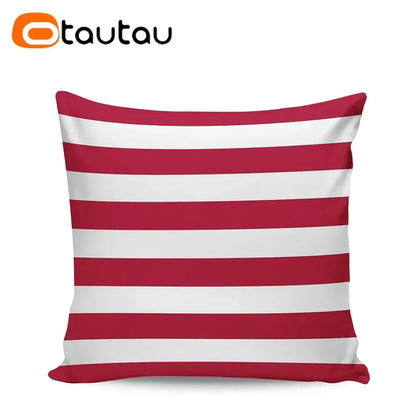 OTAUTAU Outdoor Sofa Cushion Cover Without Filler Swim Pool Beach Throw Pillowcase Soft Waterproof Stripe Oxford Pillow KD021