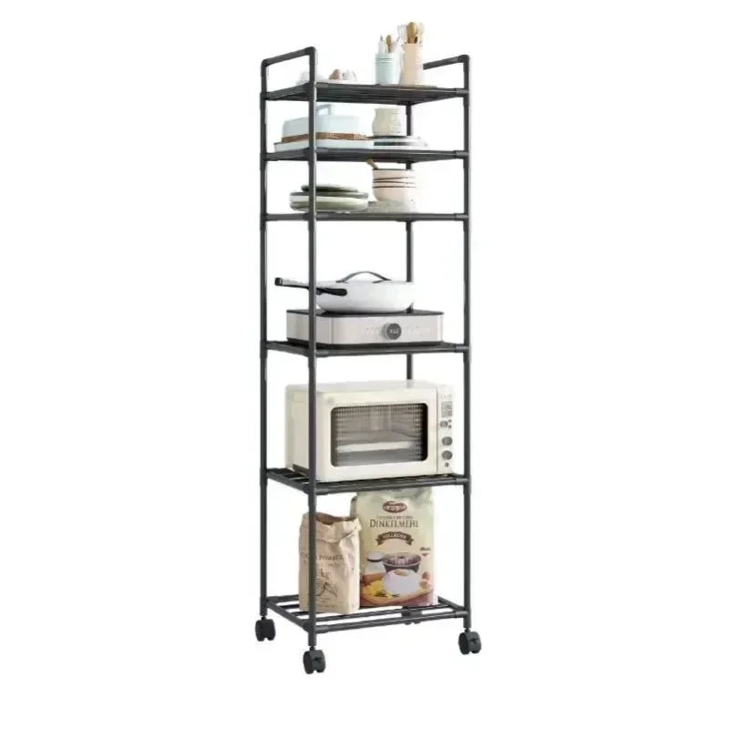 Multi-function Landing Trolley Microwave Oven Rack Installation Storage Rack Bathroom Kitchen Organizer Small Space-Saving Rack