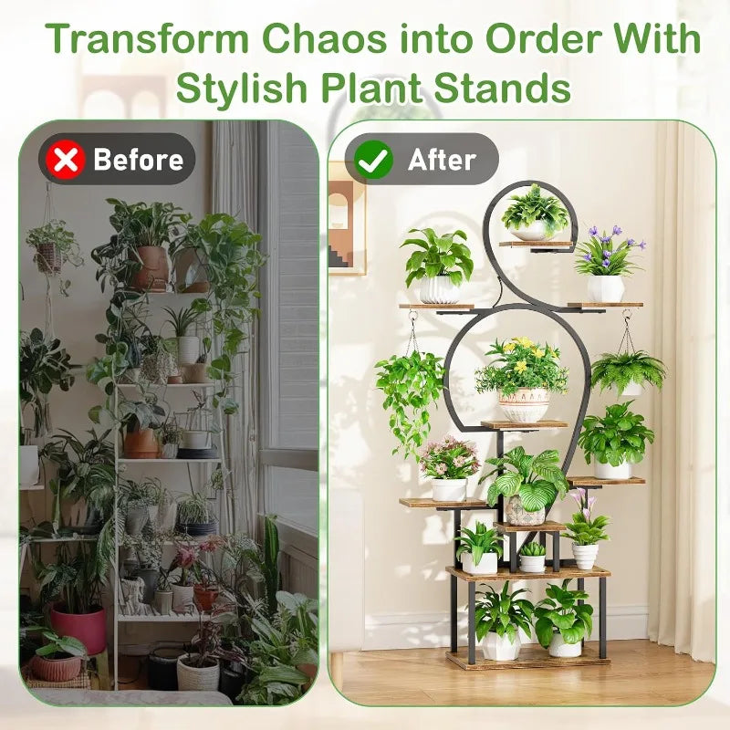 Flower stand indoor growth light multi-layer wrought iron living room balcony household green plant rack storage rack