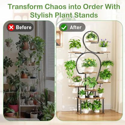 Flower stand indoor growth light multi-layer wrought iron living room balcony household green plant rack storage rack