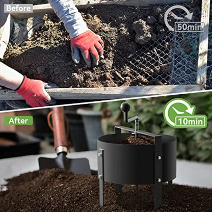 Rotary Soil Sifter Compost Sieve Garden Potting Sifting Mesh Rock Sand Dirt Sieve 13" Sifting Filter with 1/5 Inch Mesh Sifting