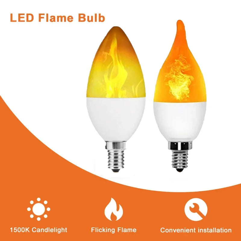2PCS E14 Led Simulated Flame Bulbs 9W AC85-265V Luces Home Electronic Accessories Lamp Flame light Effect Bulbs Lampada