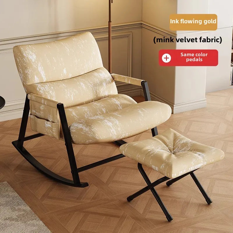Ink Rocking Chair Adult Reclining Chair Adult Sleeping Home Living Room Lazy Sofa Balcony Leisure Single Rocking Chair