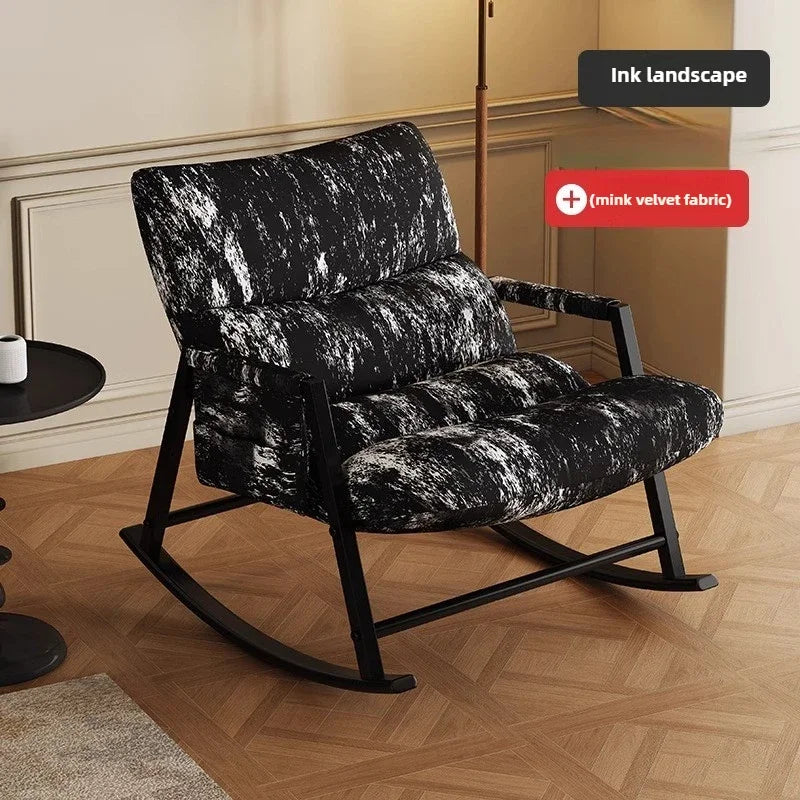 Ink Rocking Chair Adult Reclining Chair Adult Sleeping Home Living Room Lazy Sofa Balcony Leisure Single Rocking Chair
