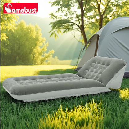 Camebust Inflatable Airbed, Adjustable Outdoor Camping Mattress, Thickened Flocked Pvc Material, Portable Travel Sleeping Pad