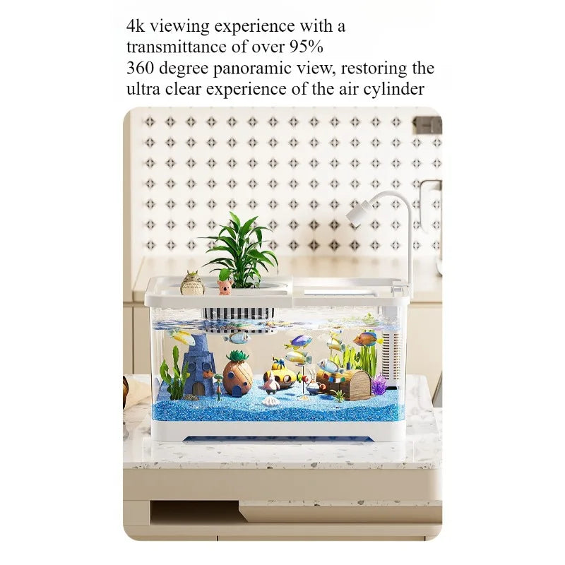 Fish tank household aquarium living room desktop ecological circulation tank filter oxygenation integrated tank with cover