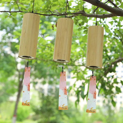 Tuomi Chord Wind Chime Japanese Hand Cranked Wind Chime Retro Bamboo Meditation Sound Healing Bamboo Wind Chime